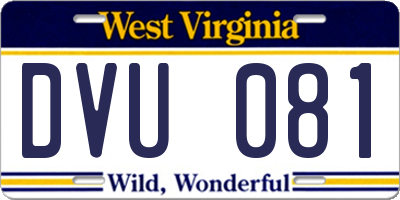 WV license plate DVU081