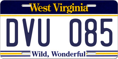 WV license plate DVU085
