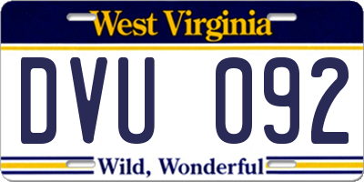 WV license plate DVU092