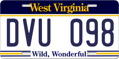 WV license plate DVU098