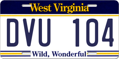 WV license plate DVU104
