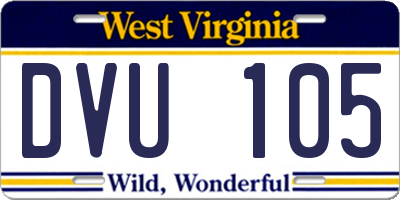 WV license plate DVU105