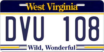 WV license plate DVU108