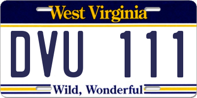 WV license plate DVU111