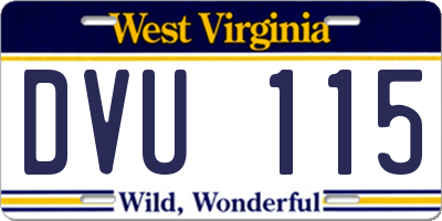WV license plate DVU115