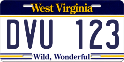 WV license plate DVU123