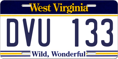 WV license plate DVU133