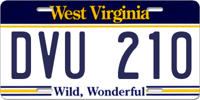 WV license plate DVU210