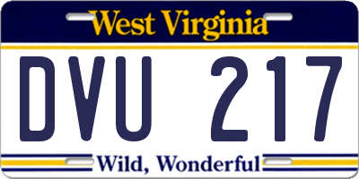 WV license plate DVU217