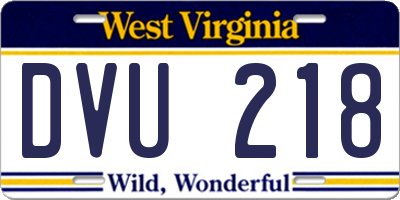 WV license plate DVU218