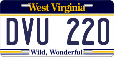 WV license plate DVU220