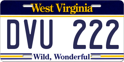 WV license plate DVU222