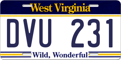 WV license plate DVU231