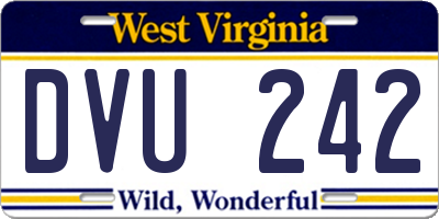 WV license plate DVU242