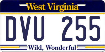 WV license plate DVU255