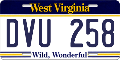 WV license plate DVU258
