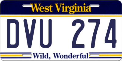 WV license plate DVU274