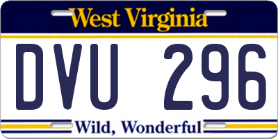 WV license plate DVU296