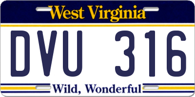 WV license plate DVU316