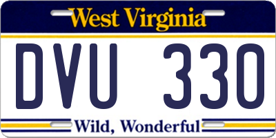 WV license plate DVU330