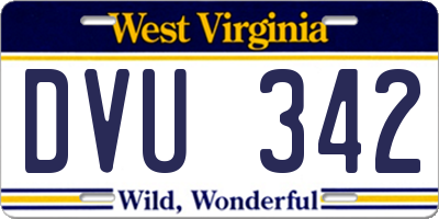 WV license plate DVU342