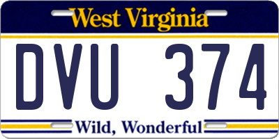 WV license plate DVU374