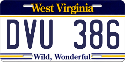 WV license plate DVU386