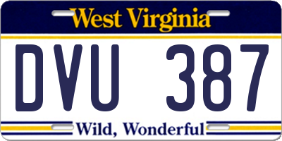 WV license plate DVU387