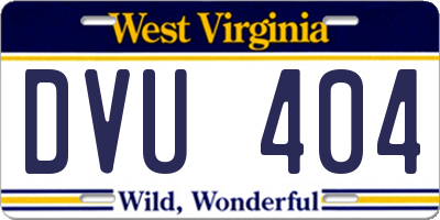 WV license plate DVU404