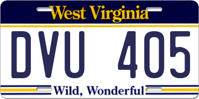 WV license plate DVU405