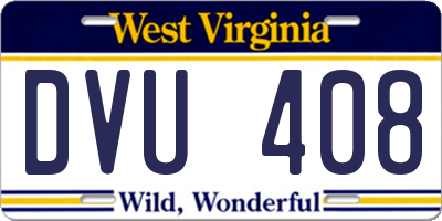 WV license plate DVU408