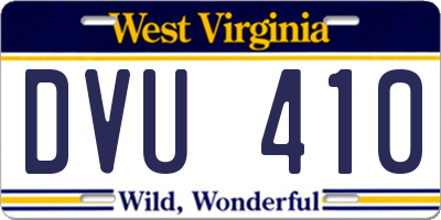 WV license plate DVU410