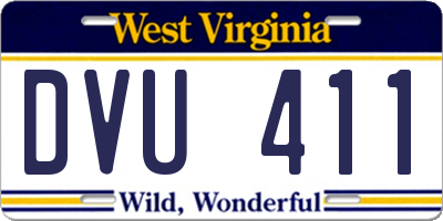 WV license plate DVU411