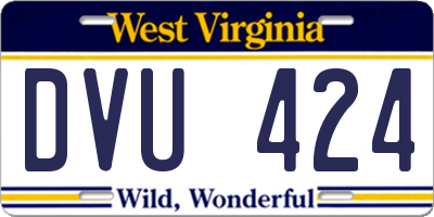 WV license plate DVU424