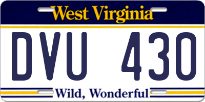 WV license plate DVU430