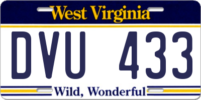 WV license plate DVU433