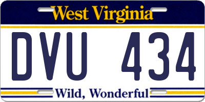 WV license plate DVU434