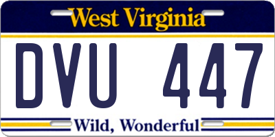 WV license plate DVU447