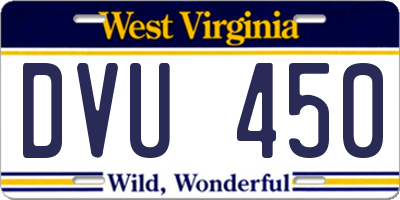 WV license plate DVU450