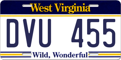 WV license plate DVU455