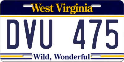 WV license plate DVU475