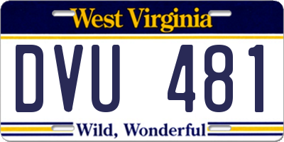 WV license plate DVU481