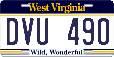 WV license plate DVU490