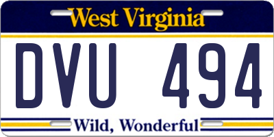 WV license plate DVU494