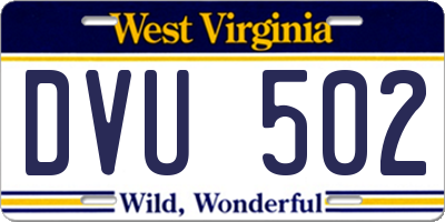 WV license plate DVU502