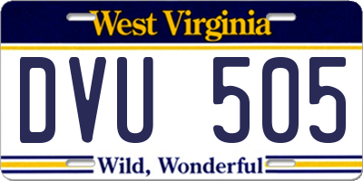 WV license plate DVU505