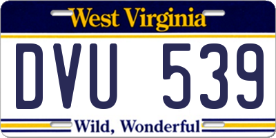 WV license plate DVU539