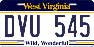 WV license plate DVU545