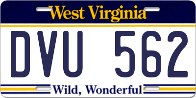 WV license plate DVU562