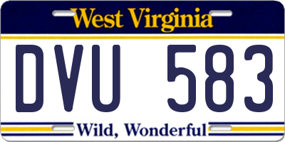 WV license plate DVU583